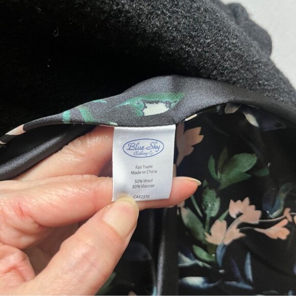 Blue Sky Black Wool Coat - Picture 8 of 11